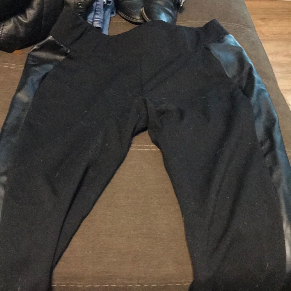 Side leather pants